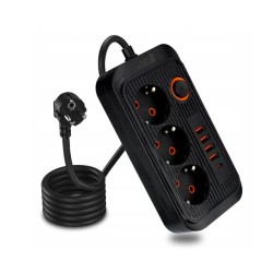 Przedłużacz z 3 gniazdami 230V + 4x USB-A i 1x USB-C