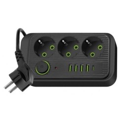Przedłużacz z 3 gniazdami 230V + 4x USB-A i 1x USB-C