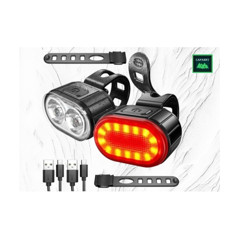 Zestaw Lampek Rowerowych LED USB | Przód+Tył | LafaretDeco