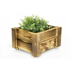Rustykalna Doniczka Drewniana Opalana 22cm