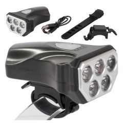Lampka Rowerowa Przednia 5 LED USB IPX-4 | LafaretDeco