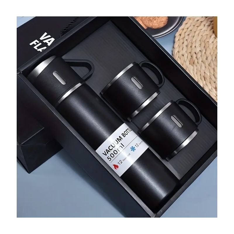 Elegancki Zestaw Prezentowy: Termos 500ml + 3 Kubki | LafaretDeco Elegancki Zestaw Prezentowy: Termos 500ml + 3 Kubki | LafaretDeco