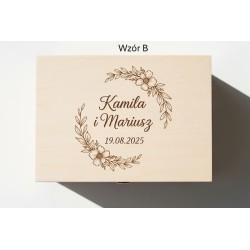 Drewniana Szkatułka Pudełko na Obrączki Ślubne | Naturalne | LafaretDeco