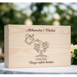 Drewniane Pudełko na Koperty Weselne | Skrzynka na Ślub | Zamykane | LafaretDeco