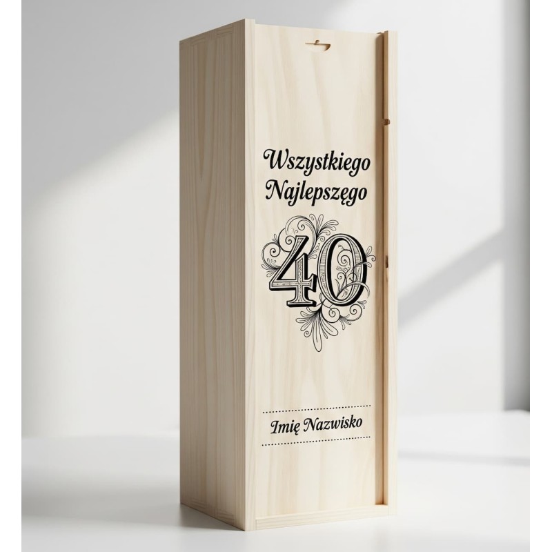 Prezent na 30 40 50 Urodziny | Drewniana Skrzynka na Wino z Grawerem | LafaretDeco Prezent na 30 40 50 Urodziny | Drewniana Skrzynka na Wino z Grawerem | LafaretDeco